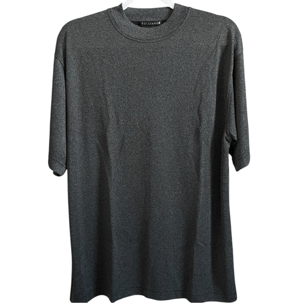 Tulliano Silk Blend Tee Gray Crew Neck Short Sleeve Knit Top L Unisex